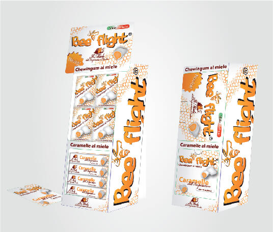 BeeFlight bench dispencer packaging for honey candy and honey chewing gum