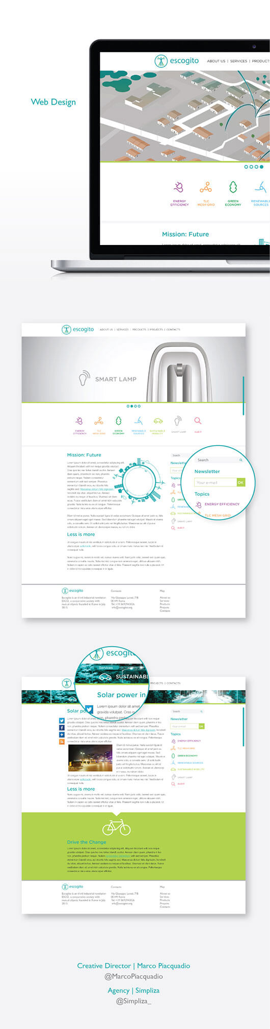 Vector illustration of street lights, brochure for Escogito Energy Service Company